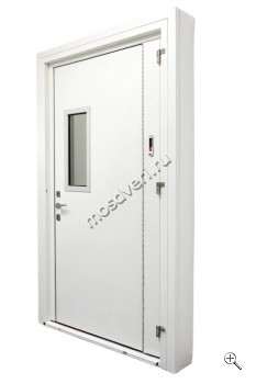 Входная металлическая дверь белого цвета тамбурная со стеклом БДД-030 - купить от производителя Мосдвери Входная металлическая дверь белого цвета тамбурная со стеклом БДД-030